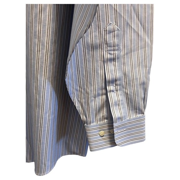 Brooks Brothers 346 Mens 17.5 6/7 Dress Shirt Slim Fit Blue Non Iron All Cotton - Picture 4 of 9